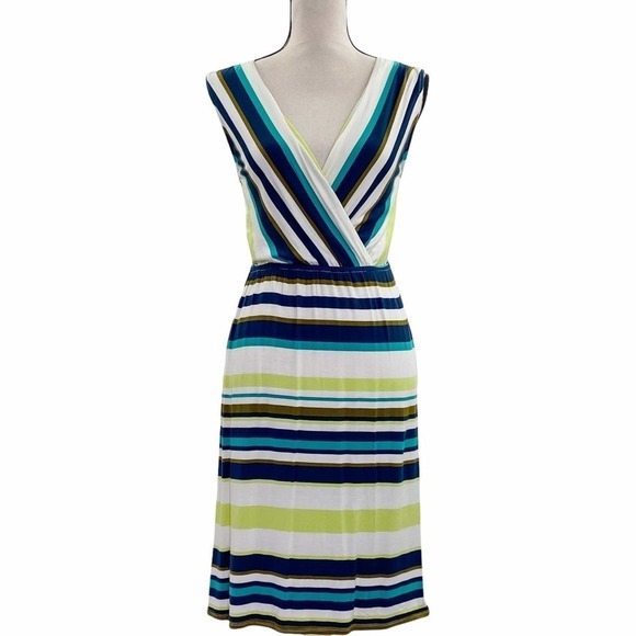 MERONA Striped Sleeveless Surplice Mini Dress - Picture 1 of 12